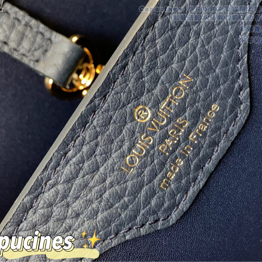 Louis Vuitton CAPUCINES BB Taurillon Leather Bag N80071 Navy Blue